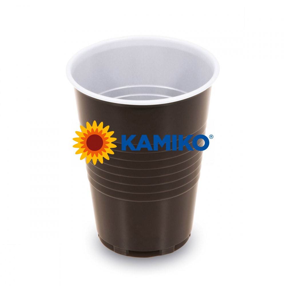 Kávový pohár hnedo-biely 0,18 l PP Ø 70 mm, 100 ks