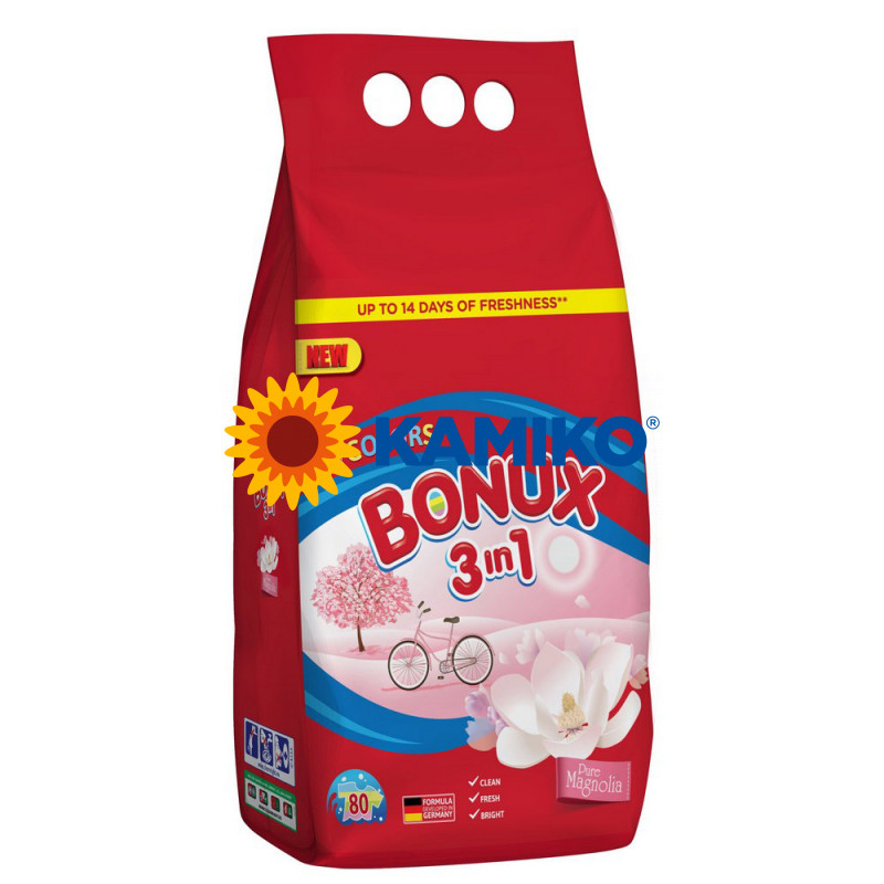 Prášok na pranie BONUX 3v1 Pure Magnólia, 6 kg/80 PD na farebnú bielizeň