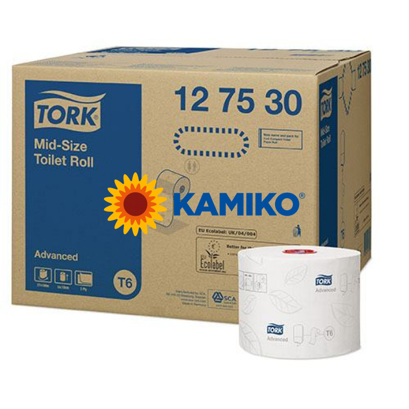 Toaletný papier 2vr TORK T6 Mid-size advanced 100m, biela celulóza