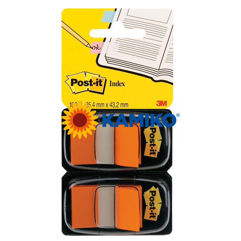 Záložky Post-it Index široké oranžové 25 x 43 mm