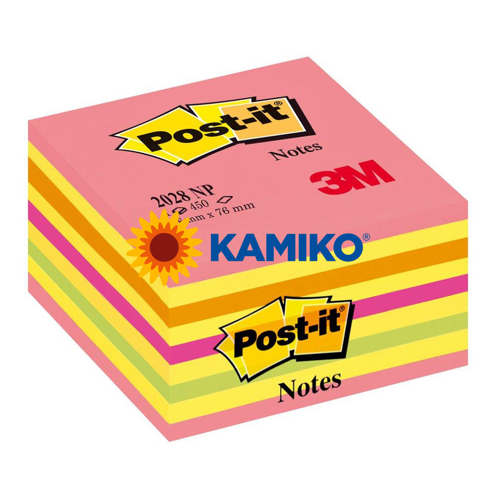 Samolepiaci bloček kocka Post-it 76 x 76 mm neónová ružová mix