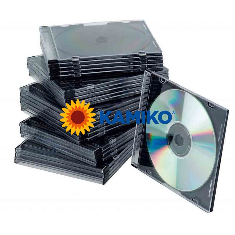 Obal Slim na CD/DVD Q-connect z plastu čierny/priehľadný, 25 ks
