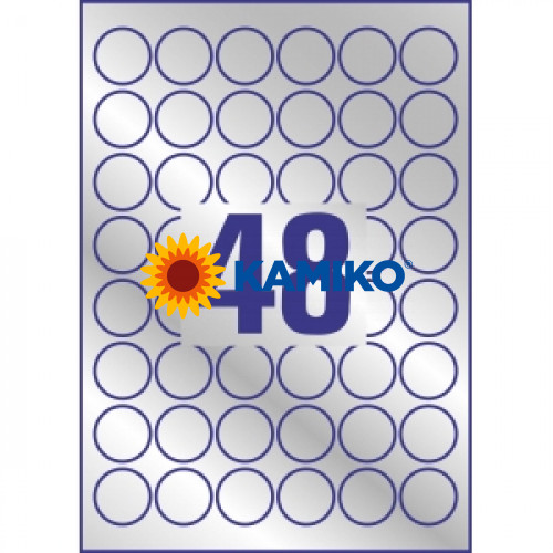 Avery Etikety polyesterové kruhové pr. 30 mm strieborné, A4 20 hárkov
