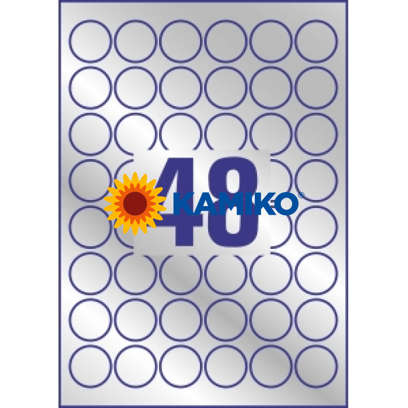 Avery Etikety polyesterové kruhové pr. 30 mm strieborné, A4 20 hárkov