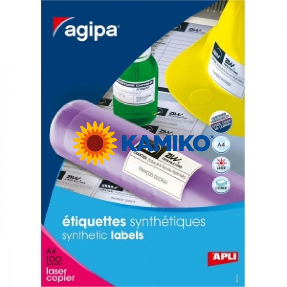 Agipa Etikety polyesterové 210 x 148,5 mm biele, A4 100 hárkov