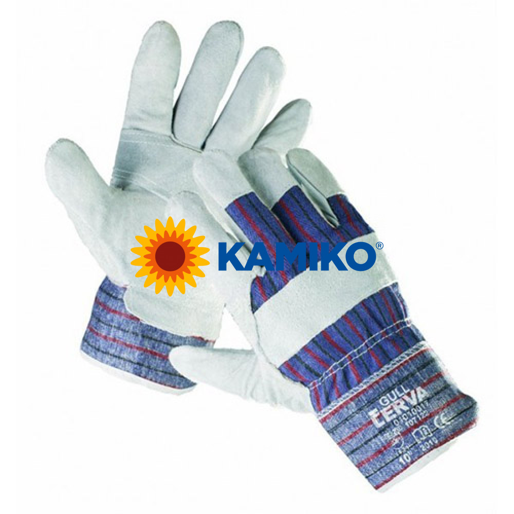 Pracovné rukavice GULL, textilno-kožené, veľkosť č. 10